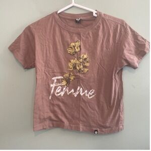 X Femme Streetwear Earthy Casual Basic Everyday Graphic Shirt Brown‎ Size XS